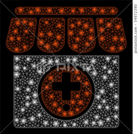 Bright Mesh Wire Frame Drugstore with Flare Spots - Stock Illustration ...