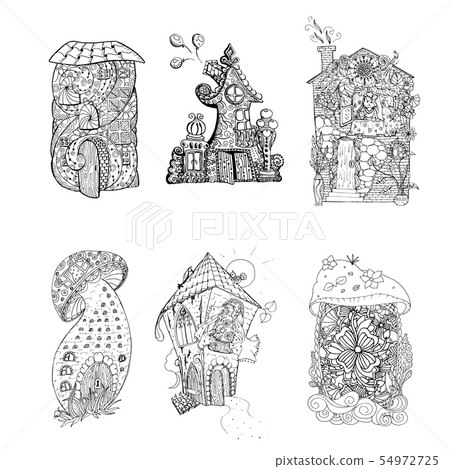 Download Adult Coloring Book Pages Mono Color Black Ink Stock Illustration 54972725 Pixta