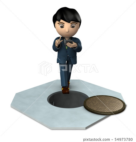 Businessman who plays a dangerous walking smartphone Businessman who plays a dangerous walking smartphone 54973780