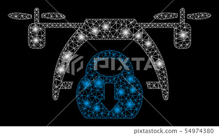 Bright Mesh Wire Frame Drone Unloading with Light Spots 54974380