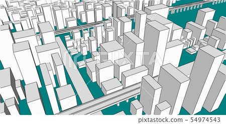 Panorama cityscape Sketch. Architecture sketch - Panorama cityscape Sketch. Architecture sketch - 54974543