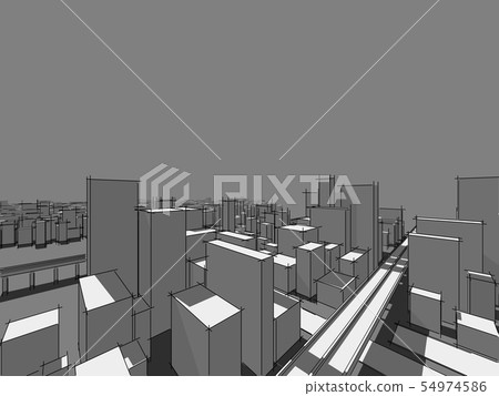Panorama cityscape Sketch. Architecture sketch - Panorama cityscape Sketch. Architecture sketch - 54974586