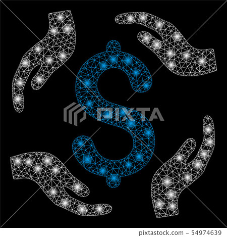Bright Mesh 2D Dollar Care Hands with Flash Spots - Stock Illustration ...