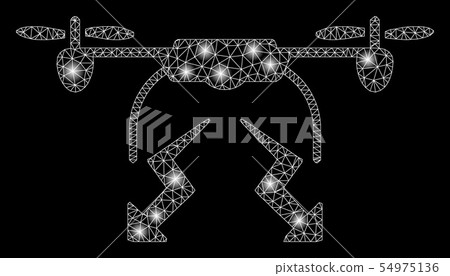 Bright Mesh Carcass Drone Strike with Light Spots - Stock Illustration ...