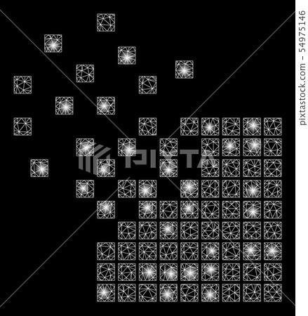 Bright Mesh Wire Frame Dissolving Pixel Mosaic with Flash Spots Bright Mesh Wire Frame Dissolving Pixel Mosaic with Flash Spots 54975146
