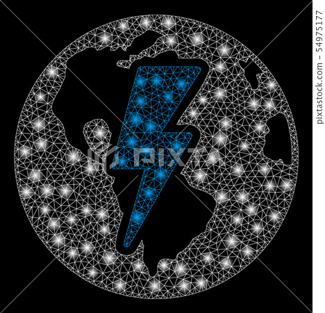 Bright Mesh Network Earth Shock with Flash Spots - Stock Illustration ...