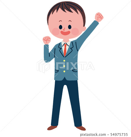 Illustration of high school boy posing for guts Illustration of high school boy posing for guts 54975735