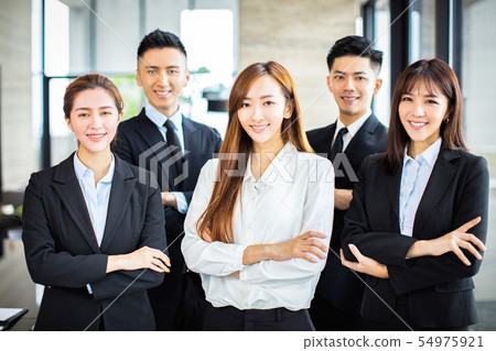 confident asian business team stands in office confident asian business team stands in office 54975921