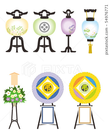Bon lanterns and flowers 54976771