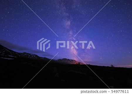 Milky Way and Tokachi Mountain Range from Biei, Hokkaido 54977611