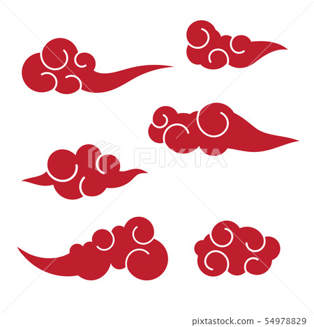 Abstract chinese cloud set isolated on white Abstract chinese cloud set isolated on white 54978829