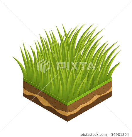 Summer grass, soil tile layers isometric  54981204