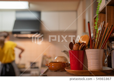Chopsticks, spoon and cooking landscape 54981867