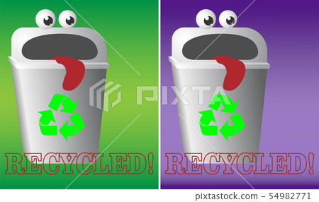 cartoon logo recycling garbage bin with eyes and tongue urn 54982771