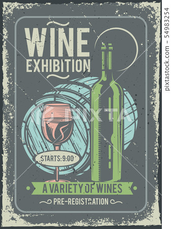 illustration of a bottle of wine and a glass 54983254