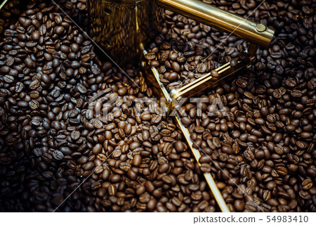 Coffee beans in roaster coffee beans machine Coffee beans in roaster coffee beans machine 54983410