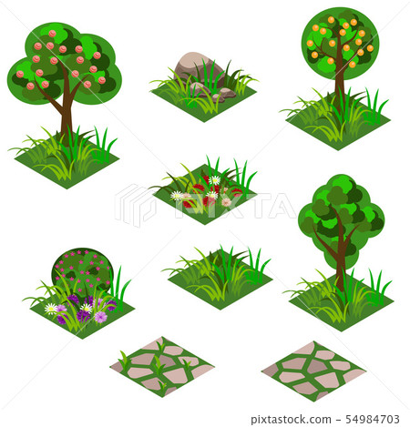 Garden or farm isometric tile set Garden or farm isometric tile set 54984703