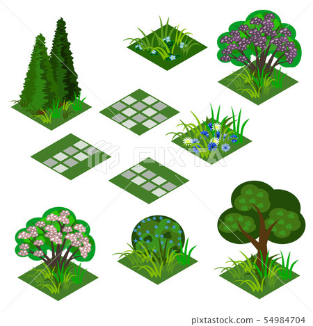 Garden or farm isometric tile set 54984704
