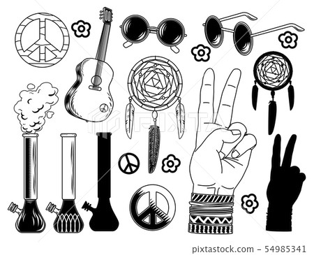 Set of hippie elements Set of hippie elements 54985341