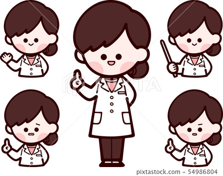 A woman wearing a white coat A woman wearing a white coat 54986804