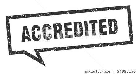 accredited sign. accredited square speech bubble. accredited sign. accredited square speech bubble. 54989156