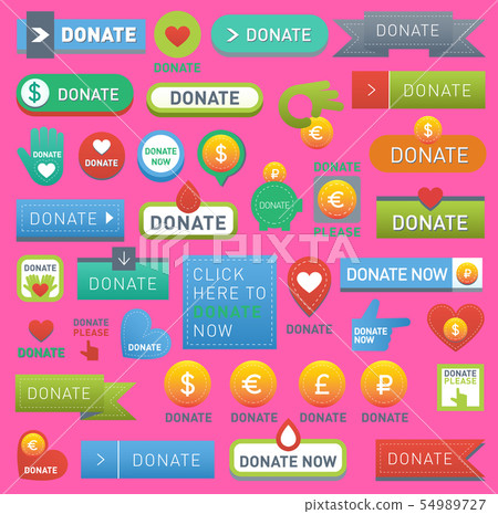 donate buttons help human hand money set in web style. Donation gift buttons charity, isolated web donate buttons help human hand money set in web style. Donation gift buttons charity, isolated web 54989727
