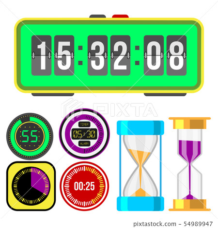 Clock watches timer colorful measurement tools number digital information stopwatch illustration Clock watches timer colorful measurement tools number digital information stopwatch illustration 54989947