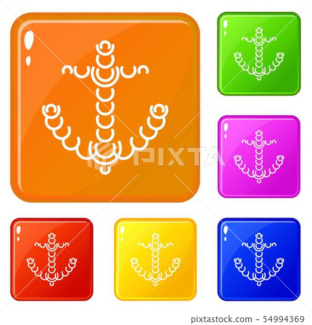 Circle anchor icons set vector color Circle anchor icons set vector color 54994369