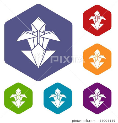 Origami flower icons vector hexahedron - Stock Illustration [54994445 ...