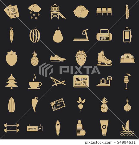 Wellness diet icons set, simple style Wellness diet icons set, simple style 54994631