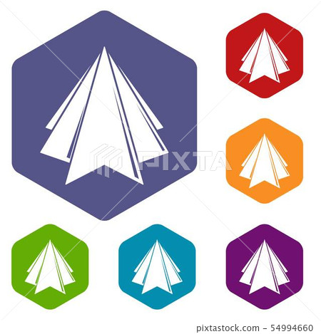 Origami mountain icons vector hexahedron 54994660