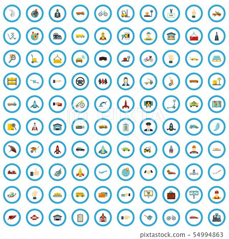 100 logistical support icons set, flat style 54994863