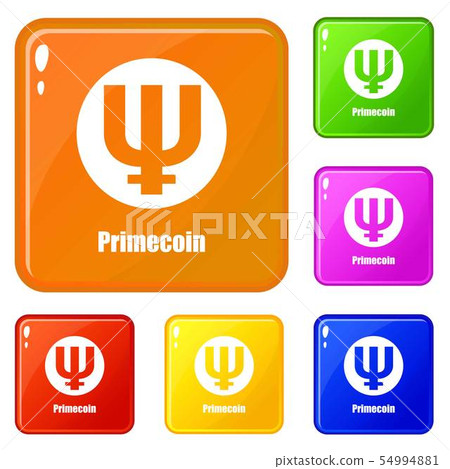 Primecoin icons set vector color 54994881