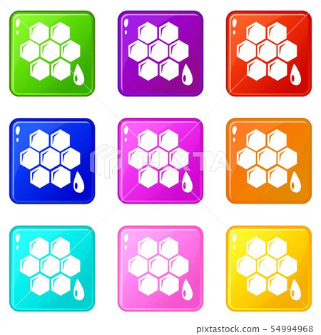 Honeycomb icons set 9 color collection 54994968