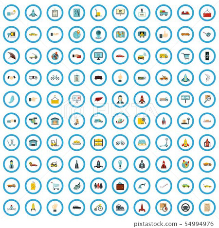 100 logistics icons set, flat style 54994976