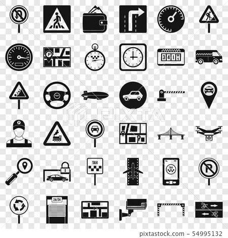 Traffic icons set, simple style Traffic icons set, simple style 54995132
