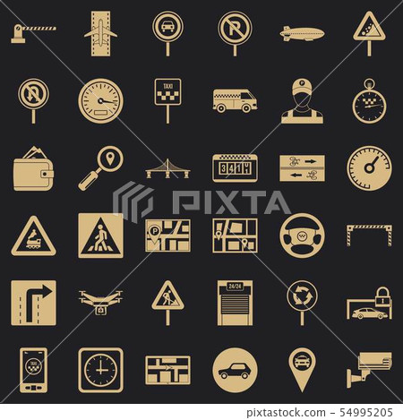 Traffic in city icons set, simple style 54995205