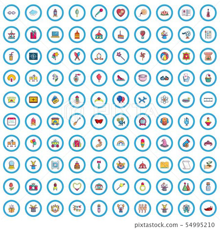 100 magic icons set, cartoon style 100 magic icons set, cartoon style 54995210