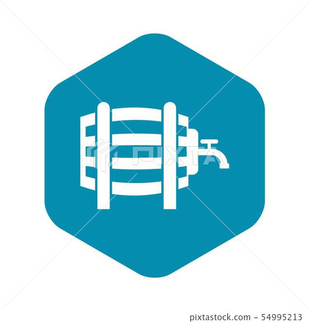 Wooden barrel with tap icon, simple style Wooden barrel with tap icon, simple style 54995213