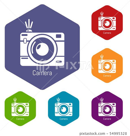 Camera icons vector hexahedron 54995328