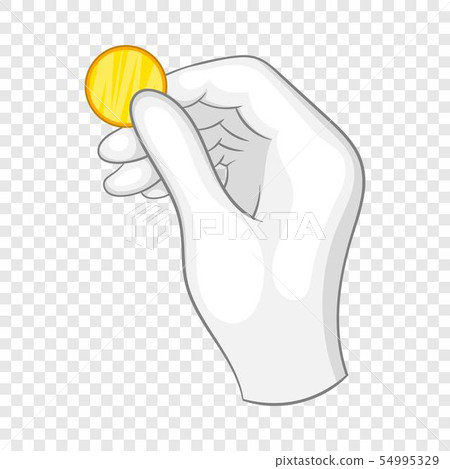 Hand in a white glove holding a gold coin icon 54995329