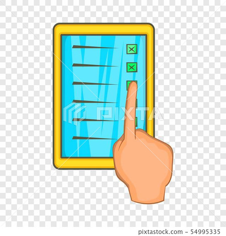 Checklist with hand icon, cartoon style 54995335