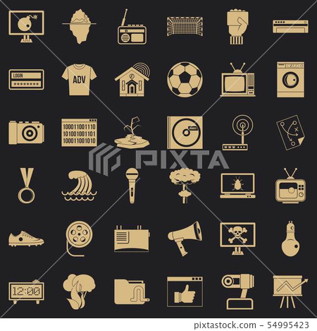 TV set icons set, simple style TV set icons set, simple style 54995423