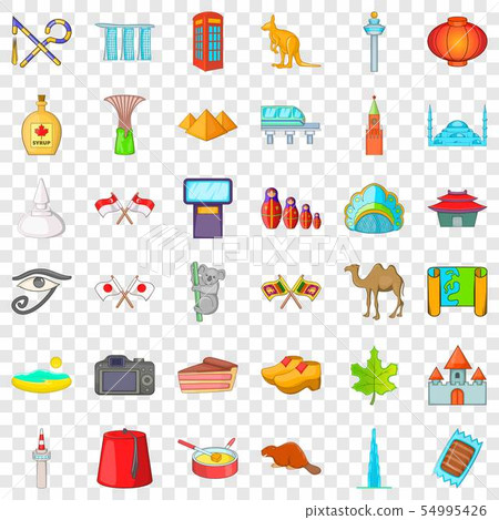 Landmark icons set, cartoon style 54995426