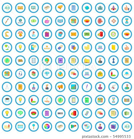100 marketing icons set, cartoon style 54995533