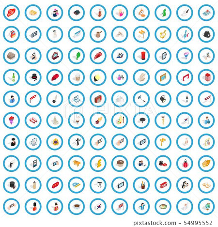 100 manners icons set, isometric 3d style 54995552