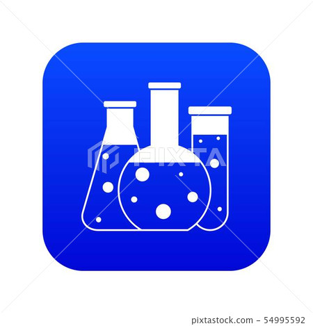 Laboratory flasks icon digital blue 54995592