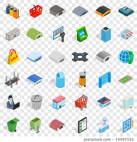 Urban icons set, isometric style 54995593