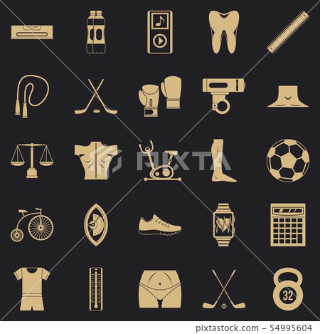 Kettlebell icons set, simple style Kettlebell icons set, simple style 54995604