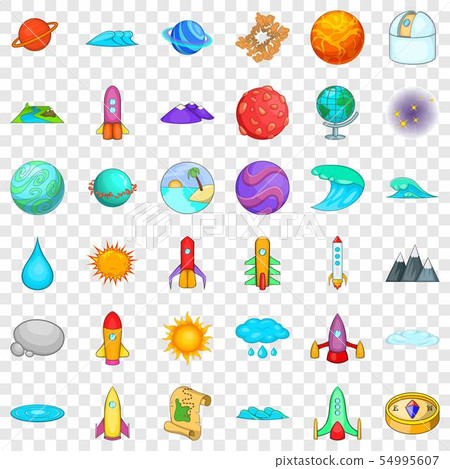 Universe icons set, cartoon style 54995607